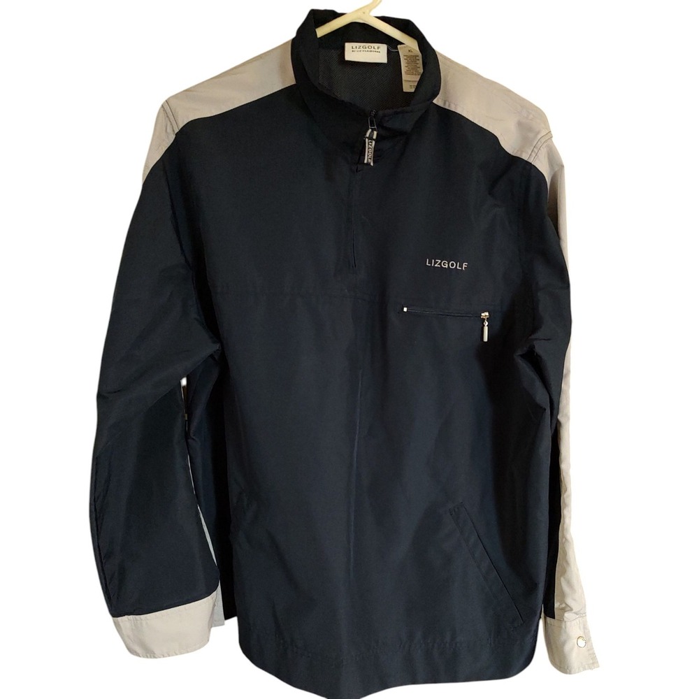 Liz Golf Windbreaker Quarter Zip Jacket Long Sleeve Dark Navy Womens Extra Large